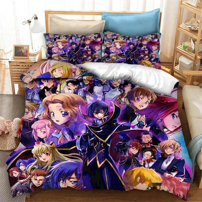 Μοντέρνο 3D Εκτυπωμένο Anime Code Geass Κάλυμμα Παπλώματος, Σετ Κλινοσκεπασμάτων 2/3 Τμχ, Double Twin Full Queen King, για Ενήλικες και Παιδιά, Κάλυμμα Παπλώματος