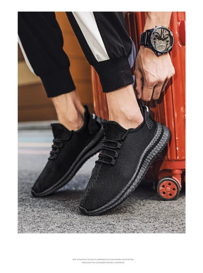 Adidași casual antiderapanti pentru bărbați, respirabili, pentru jogging, antrenament, drumeții, sport și alergare în aer liber, din tricot țesut, cu șireturi