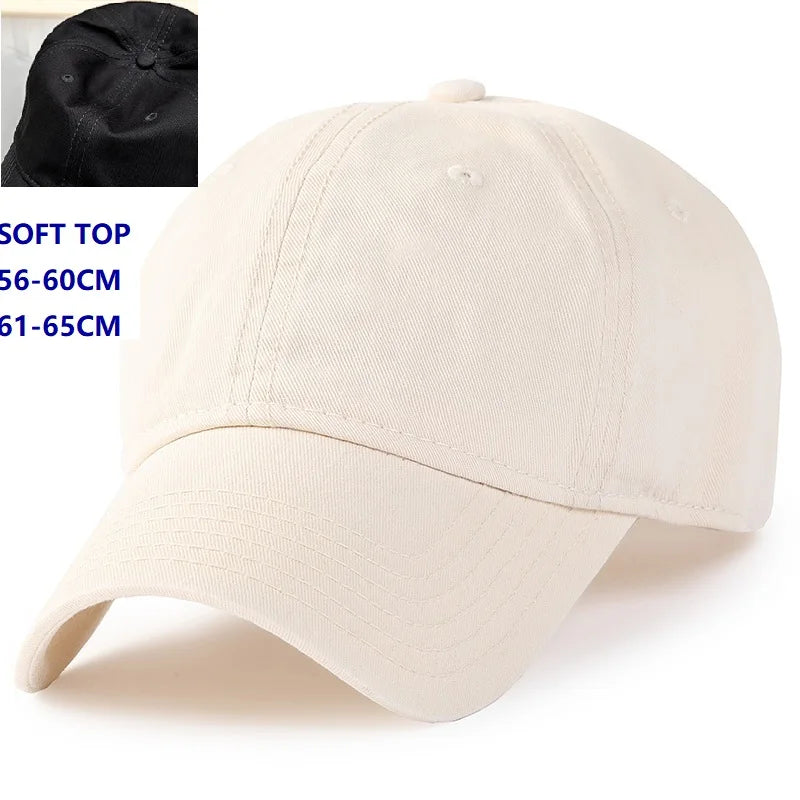Herr och dam, oversize XXL 100% bomull, stor basebollkeps för stora huvuden 56-63cm(23.5"-25.5"), justerbar enfärgad dad cap