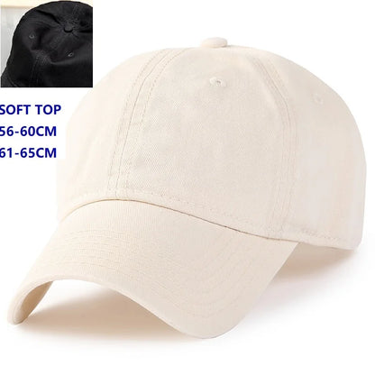 Herr och dam, oversize XXL 100% bomull, stor basebollkeps för stora huvuden 56-63cm(23.5"-25.5"), justerbar enfärgad dad cap