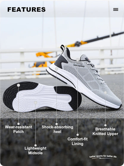 Chaussures de course Baasploa pour homme : nouvelles baskets décontractées légères en mesh, de créateur, respirantes, à lacets, pour le sport et la marche en extérieur