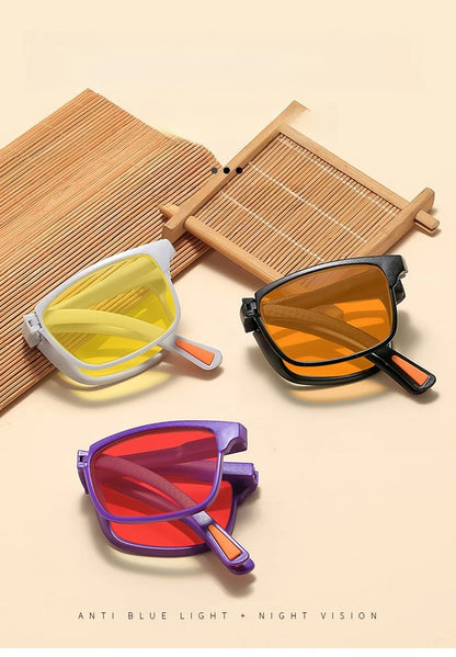 Night Vision Retro Square Women Anti Blue Light Sunglasses UV400 Men Computer Game Anti Radiation Red Orange Sleep Lens Eyewear