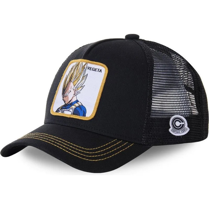 New Dragon Ball Son Goku Cap Summer Travel Peaked Cap Men's Embroidery Hip-Hop Cap Style Sun Visor Adjustable Trucker Mesh Cap