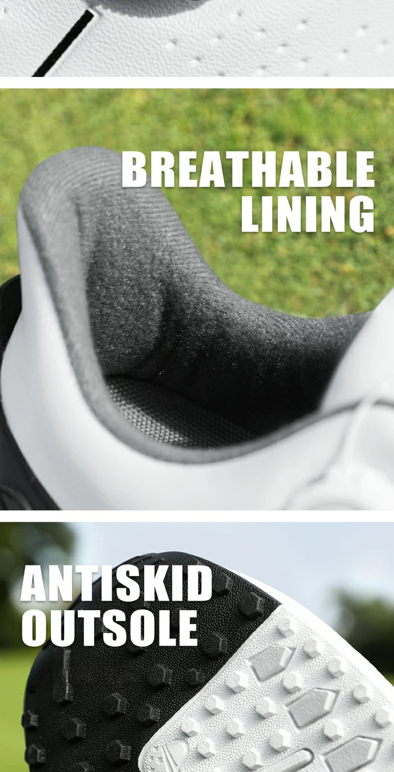 PGM Men's Golf Shoes, Comfortable Cushioned Sneakers with Knobs, Lace-Up, Waterproof and Anti-Slip, Height Increase XZ408
