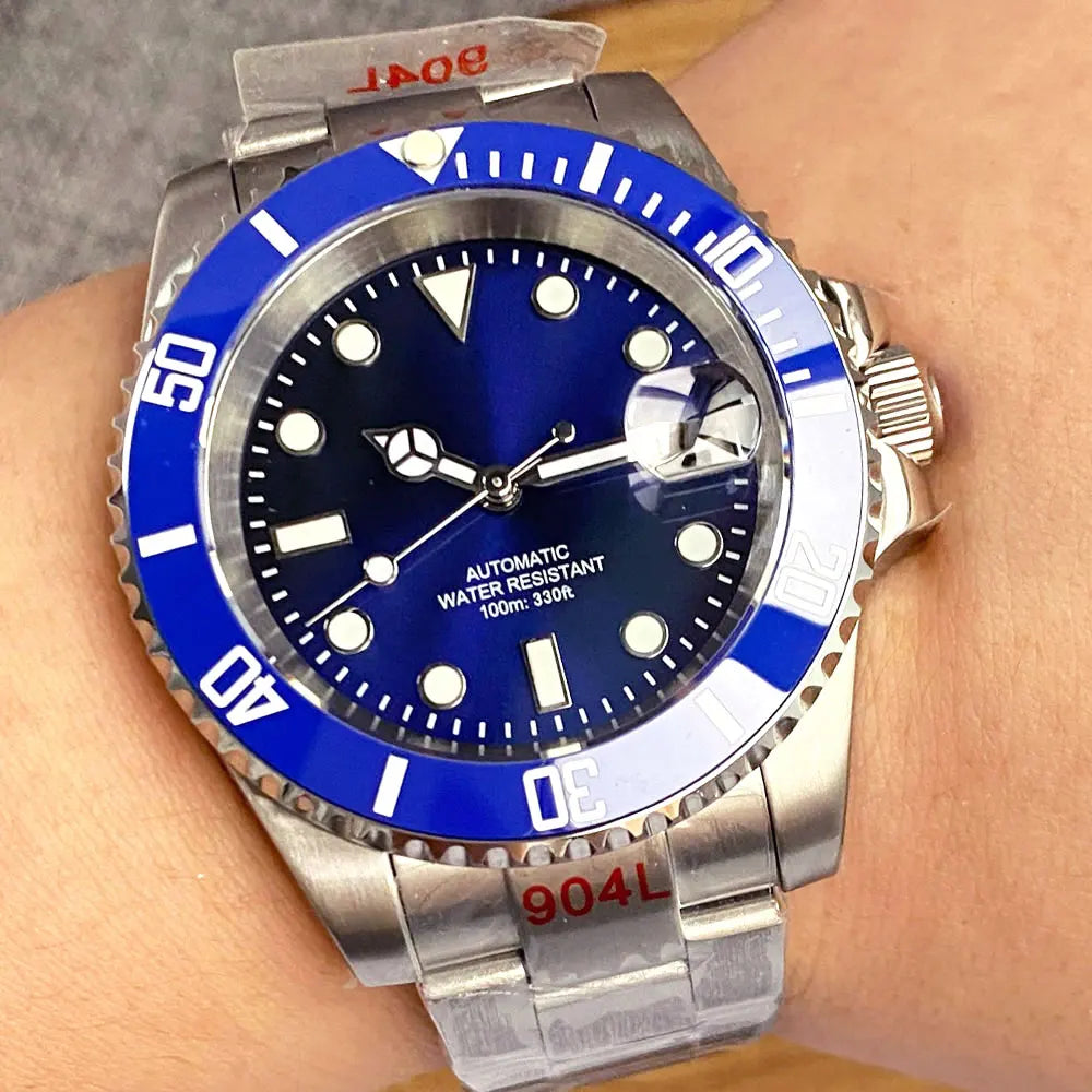 Reloj automático para hombre Miyota8215 resistente al agua 200m, reloj de buceo 40mm, movimiento mecánico, luminoso, correa Jubilee y hebilla Glide Lock