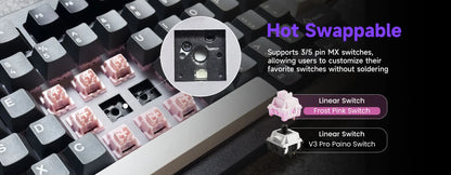 Akko 5075 V3 75% Mechanical Keyboard 8000/10000mAh 2.4GHz Wireless/Wired Type-C/BT 5.0 Hot Swap RGB Gasket for Gaming Typing