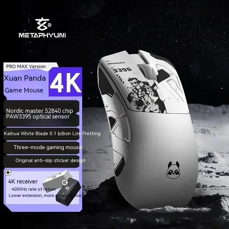 Metaphyuni Metapanda P1 belaidė pelė P1 Pro Max Paw3395L, mažos delsos, lengva e. sporto žaidimų pelė, ergonomiška, PC žaidėjui skirta dovana