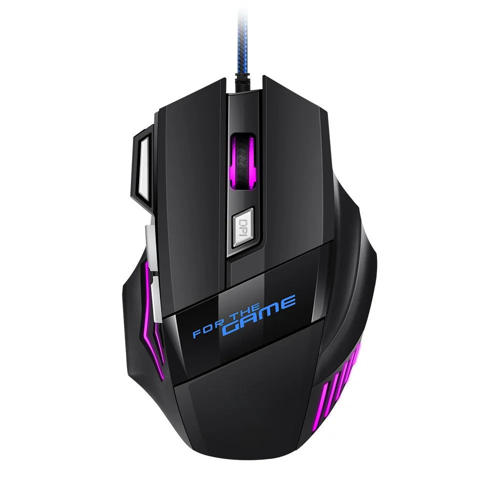 1 mouse da gaming USB Hyperspeed nuovo per PC, retroilluminato RGB, ergonomico, mouse da gaming 7D per eSport, cablato, per laptop e PC gamer