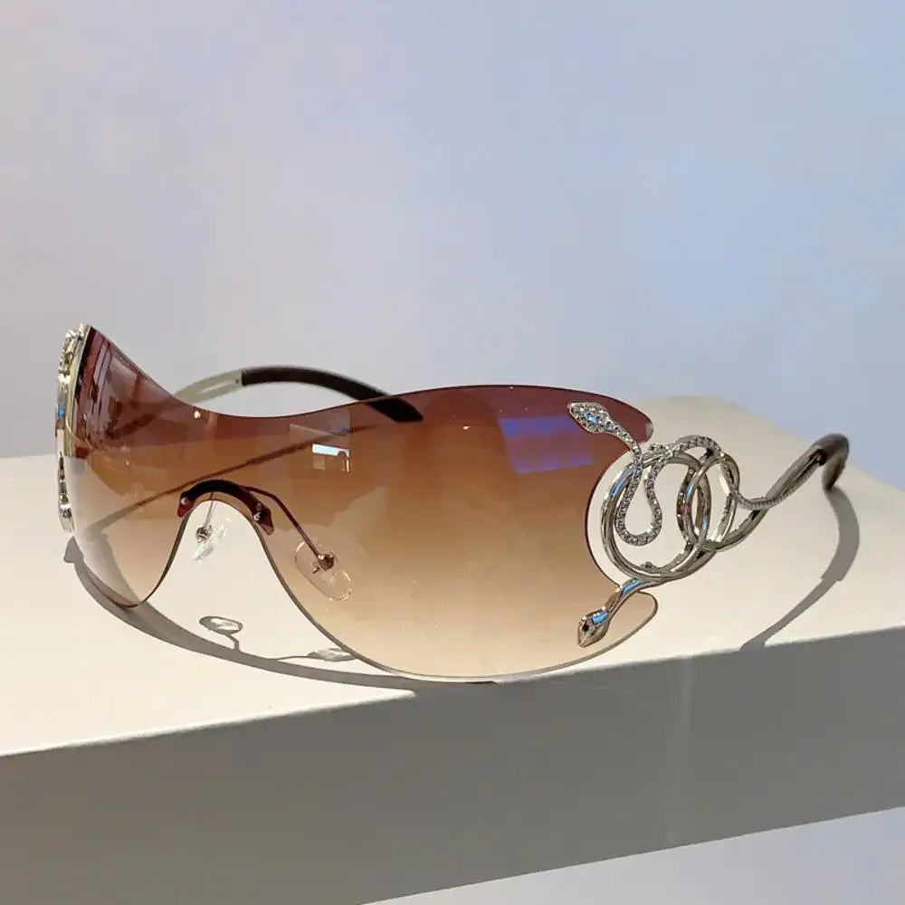 KLASSNUM Y2K Vintage Women's Luxury Sunglasses Gradient SunGlasses Men Rimless Pilot Goggles Uv400 Unisex Glasse for Spicy Girl