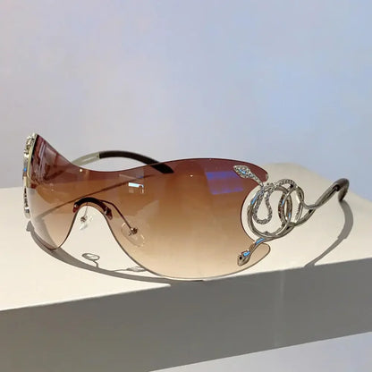 KLASSNUM Y2K Vintage Women's Luxury Sunglasses Gradient SunGlasses Men Rimless Pilot Goggles Uv400 Unisex Glasse for Spicy Girl