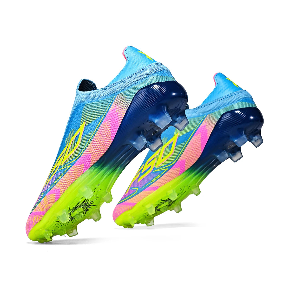 Chaussures de football classiques AG/FG, crampons longs résistants à l'usure en TPU, tige en tissu mélangé PU, antidérapantes et confortables pour le football en plein air pour enfants