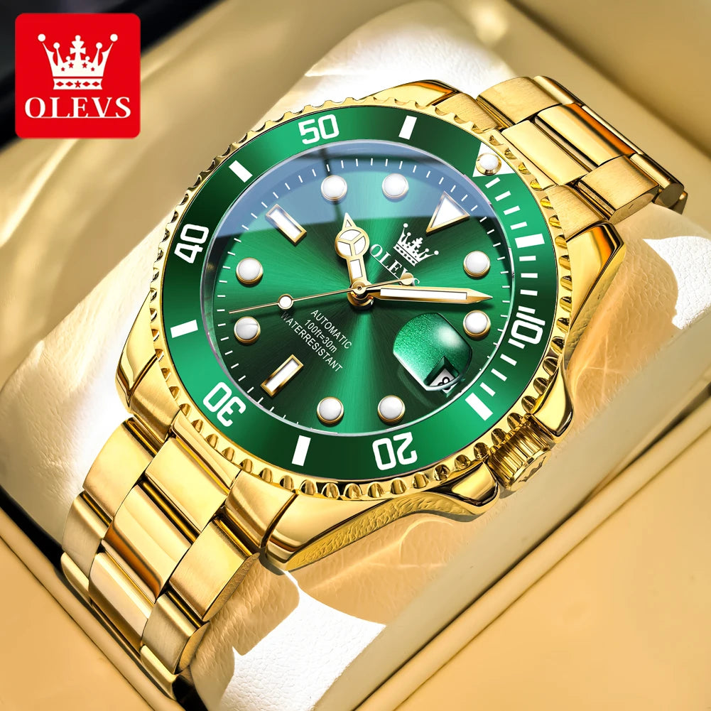 Montre mécanique automatique de luxe pour homme OLEVS 6650 – Étanche, luminescente, bracelet en acier – Montre-bracelet pour homme, style professionnel, grande marque
