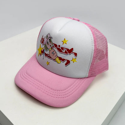 American Style Cruise Printed Anime New Letter Mesh Trucker Caps Sunshade Breathable Baseball Hats Men Women Versatile Fashion