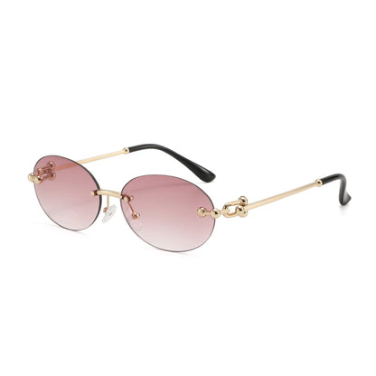 Oval Rimless Sunglasses High-End Casual and Luxurious Women's Borderless Sun Glasses Fashion and Personalized Sunglasses