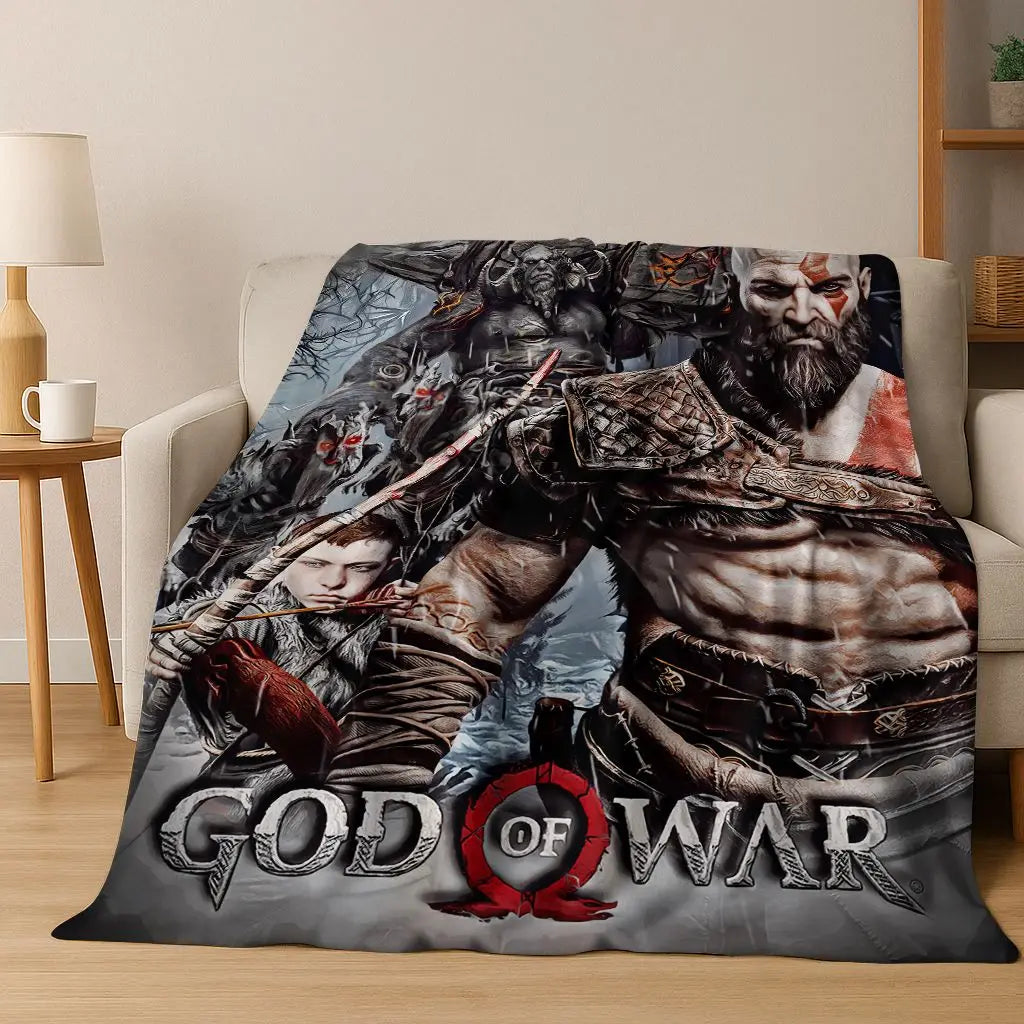 Classics God of War Kratos 3A Game Gamer Flannel Blanket,Warm and Cozy Soft Throw Blanket for Home Bedroom Bed Sofa Kid Gift