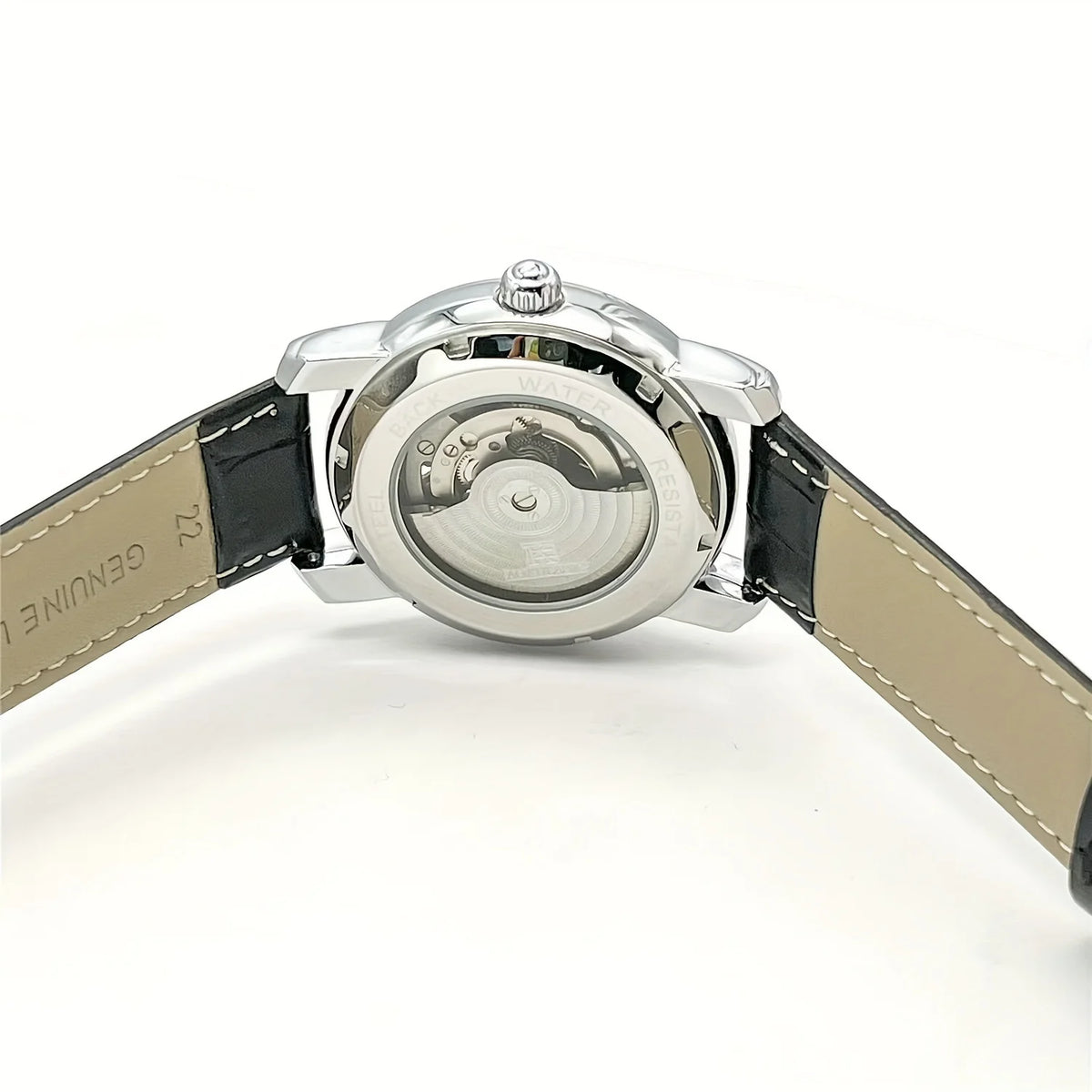 Mechanische Automatikuhr für Herren – Elegantes Ajour-Design, trendiger „Business-Casual“-Stil, Gehäuse aus Metalllegierung und Lederarmband, batterielos