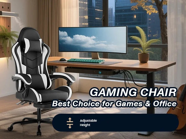 WOTSTA Ergonomic Racing Gaming Chair with Headrest and Lumbar Support Adjustable Swivel Office Chair for Computer Living Room
