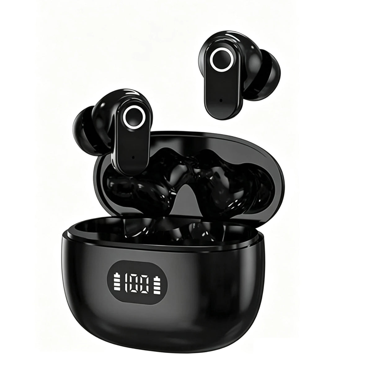 Casque sans fil BT 5.4, écouteurs avec réduction de bruit 40dB, appels HD, écouteurs TWS, 6 micros ENC avec affichage LED et mode transparence