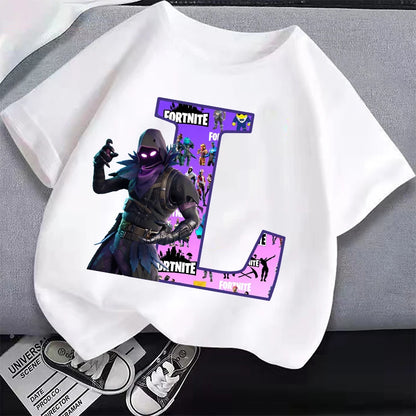 New Fortnites Kids T-shirts Cartoon Letter Graphic T-shirts Boys Girls Summer Casual Sports Short Sleeves Tops Children Clothing