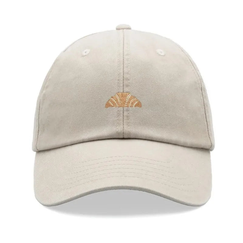 1pc Croissant Printing Retro Baseball Caps for Men,outdoor Leisure Washed Adjustable Dad Hat Faded Sports Sun Tralve Dailywear