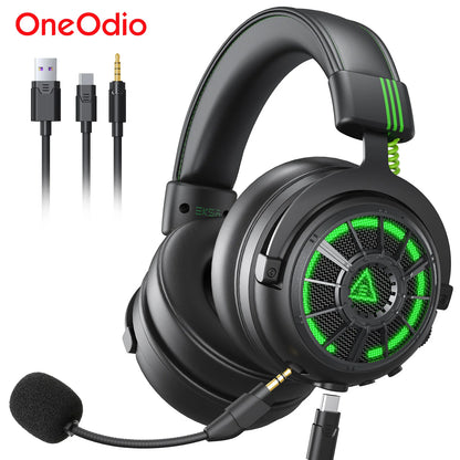 OneOdio EKSA StarEngine Pro Wired Gaming Headset 7.1 Surround Sound Headphones with ENC Mic, USB Type-C 3.5mm PC Gaming Headset for PS5 PS4 Xbox