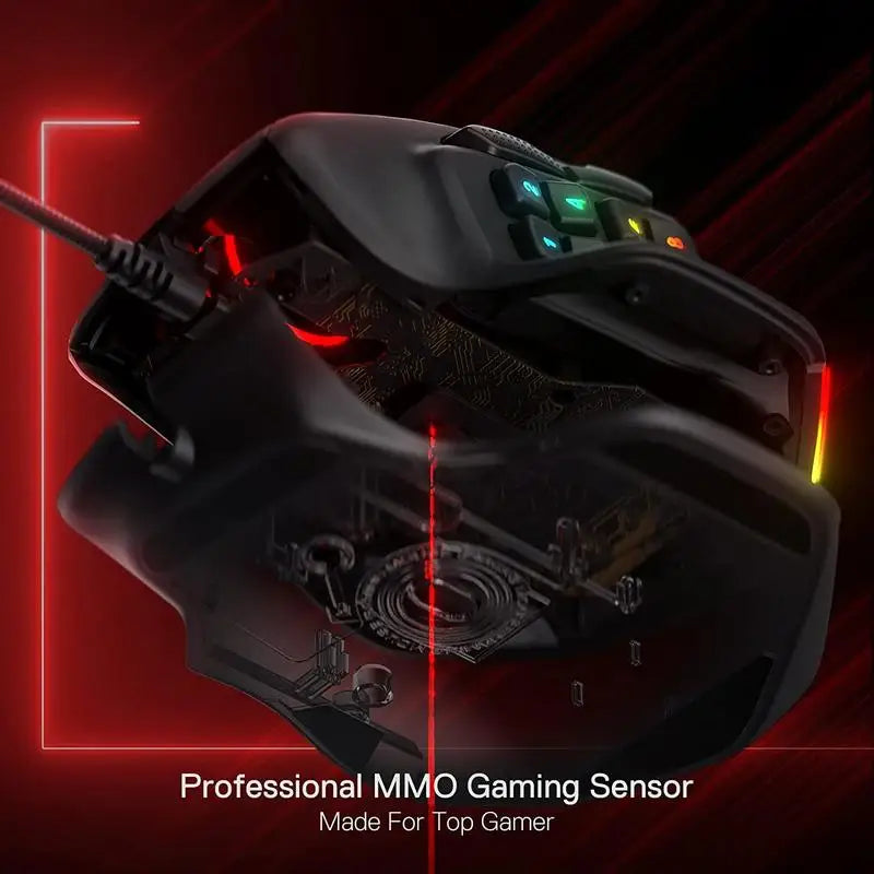 Rato Gaming MMO Redragon M811 Aatrox, 15 Botões Programáveis, Rato Gamer RGB com Fio e Design Ergonómico de Pegada Natural