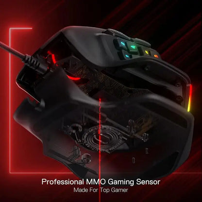 Rato Gaming MMO Redragon M811 Aatrox, 15 Botões Programáveis, Rato Gamer RGB com Fio e Design Ergonómico de Pegada Natural