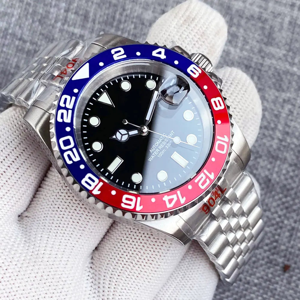 Reloj automático para hombre Miyota8215 resistente al agua 200m, reloj de buceo 40mm, movimiento mecánico, luminoso, correa Jubilee y hebilla Glide Lock