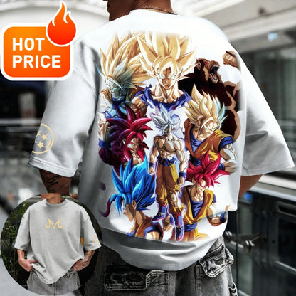 2026 Sommer Dragon Ball T-Shirt 100% Baumwolle Goku All Forms Print Oversized Gym Streetwear Unisex Retro-Tee für Erwachsene und Kinder