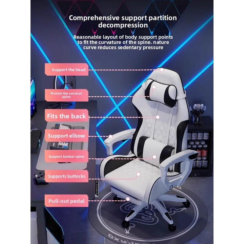 Muška e-sports stolica udobna je za dugotrajno sjedenje, računalna stolica može se nagnuti za opuštanje, naslon