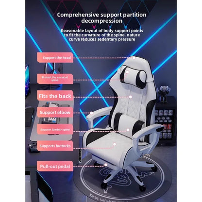 Muška e-sports stolica udobna je za dugotrajno sjedenje, računalna stolica može se nagnuti za opuštanje, naslon