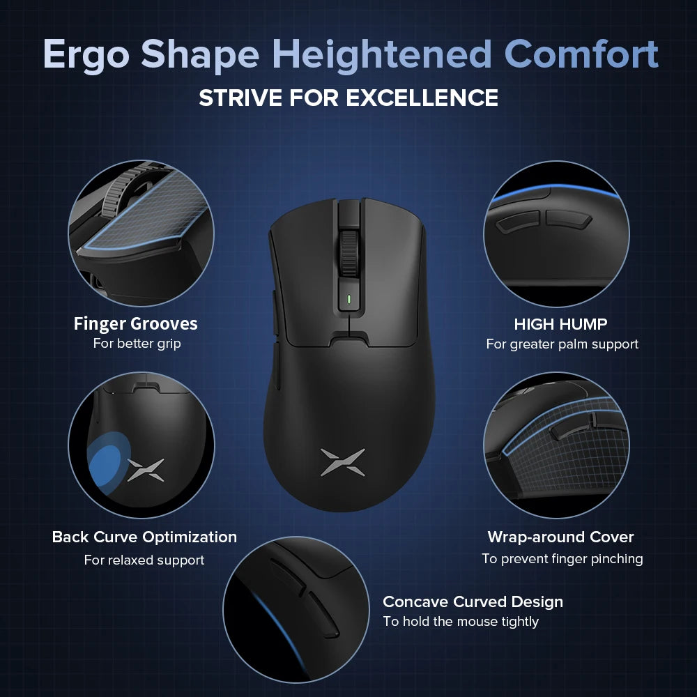 Delux M900Pro Ergonomic Wireless Gaming Mouse 8K PAW3395 Magnetic RGB Charging Dock Rechargeable Wired Mice for Big Hand PC