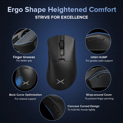 Delux M900Pro Ergonomic Wireless Gaming Mouse 8K PAW3395 Magnetic RGB Charging Dock Rechargeable Wired Mice for Big Hand PC