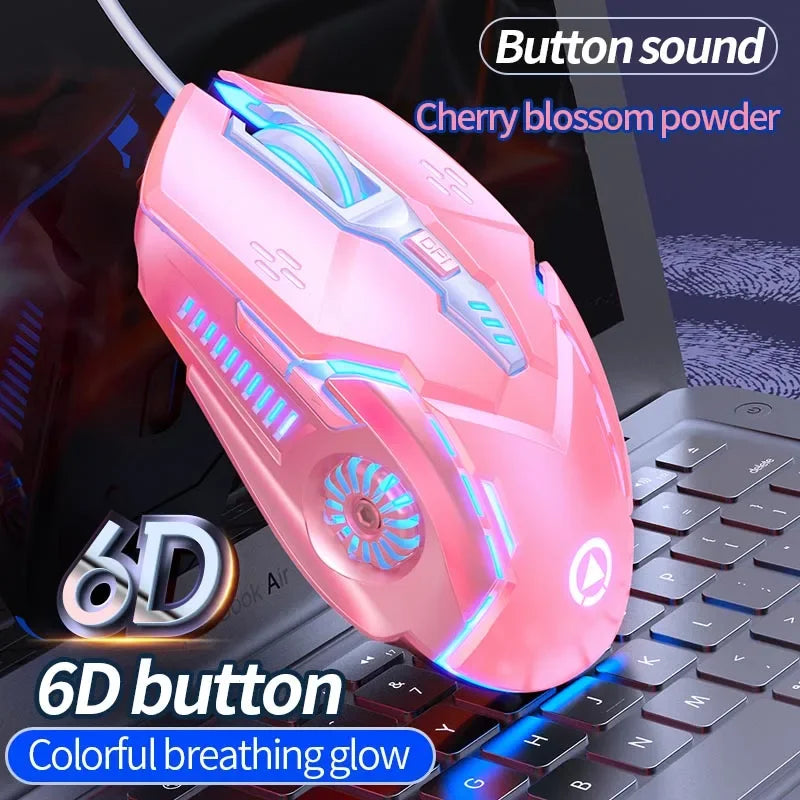 YINDIAO Ergonomic Wired Gaming Mouse RGB Mute Mause LED Backlit 3200dpi 6Button G5 USB Mechanical Mouse For PC Laptop Computer