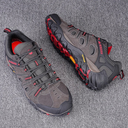 HIKEUP Hiking Shoes Mens Winter Climbing Trekking Sneakers for Men Leather Breathable Outdoor Anti-skid Sports Work Man Shoes