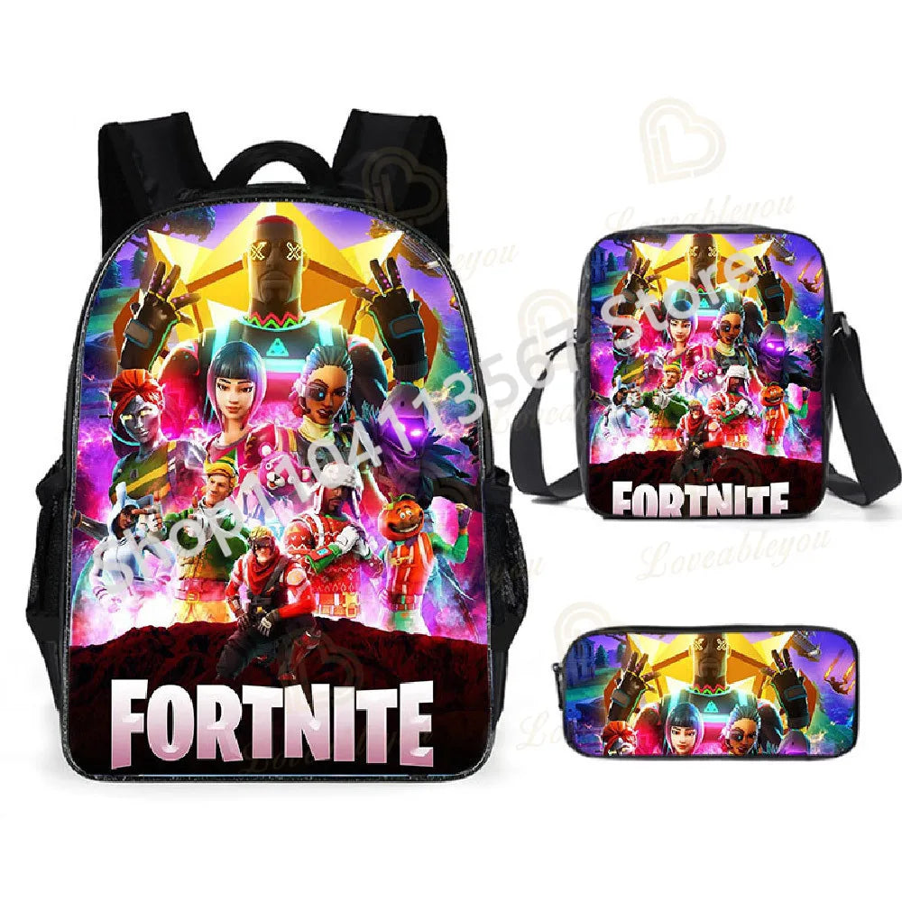 Fortnite Kids 3pcs Backpack Set Women Backpacks Office Stationary for Teenage Girls Boys Laptop Backpack Casual Travel Rucksack