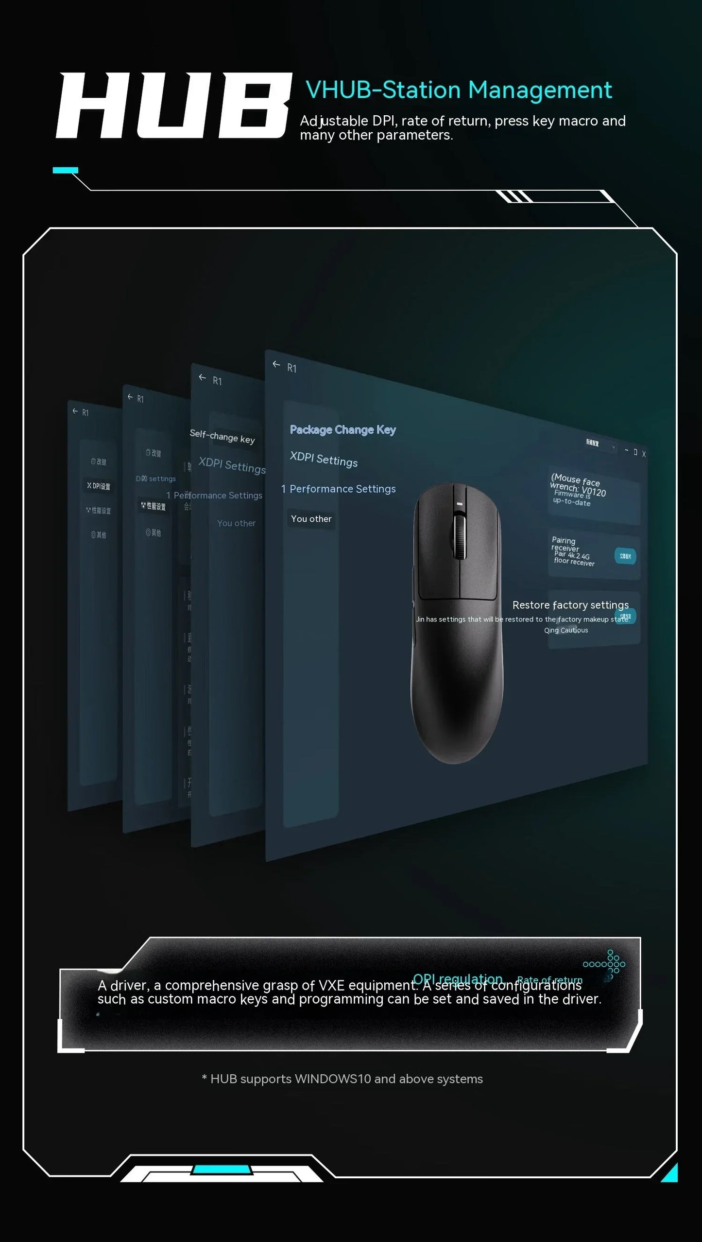 Bezdrátová myš VXE Dragonfly R1 Pro se senzorem Paw3395, Nordic 52840, 2khz, Smart Speed X, nízká latence, kancelářská a herní myš pro PC