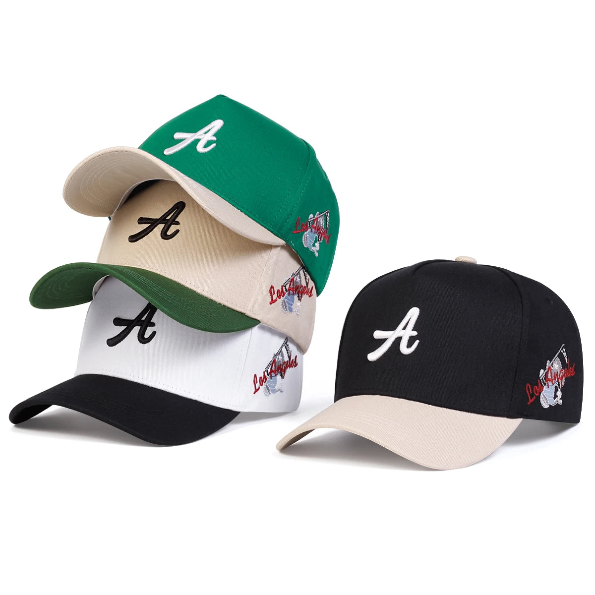 Unisex-Baseballmützen mit „A“-Buchstaben-Seitenaufdruck und Los-Angeles-Stickerei – für Frühling und Herbst, Outdoor, verstellbar, Freizeitmützen, Sonnenschutzmützen, Sportmützen
