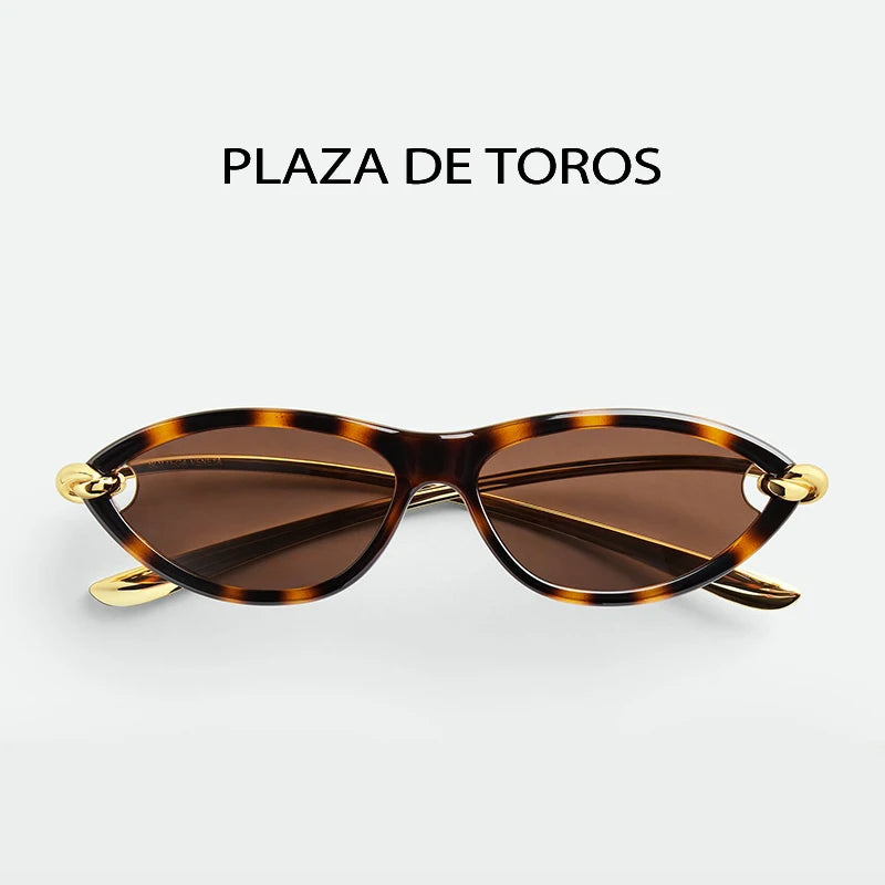 Trendy Luxury Brands Women's Cat Eye Tortoiseshell Sunglasses UV400 Oval Glasses For Woman Fashion Designer Classical Glasses