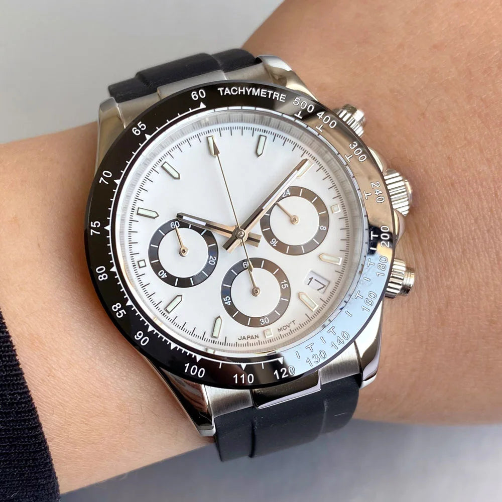 Luxuriöse VK63 Herrenuhr mit Quarzwerk, Business-Chronograph, 39mm, Stahl/Roségold, Datum, leuchtendes Zifferblatt, voll funktionsfähiger Chronograph