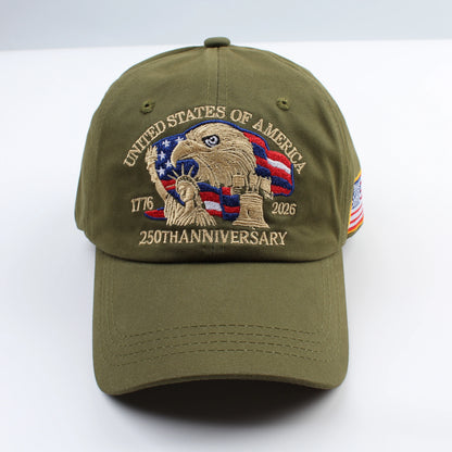 1pc United States 250th Anniversary Baseball Caps for Women,Washed Retro Design,Handmade Embroidery Hat for Parties,Adjustable