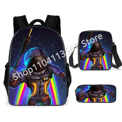 Fortnite Kids 3pcs Backpack Set Women Backpacks Office Stationary for Teenage Girls Boys Laptop Backpack Casual Travel Rucksack