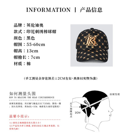 2025 Couple style Korean girls' printed embroidered baseball cap outdoor party four seasons men's cap