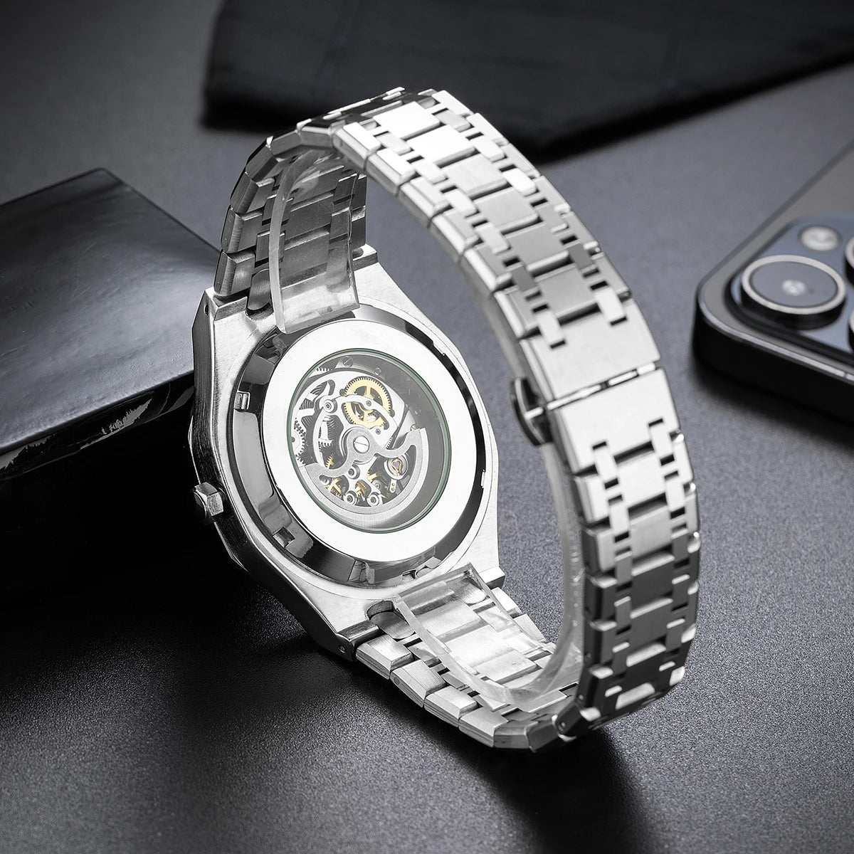Classic Automatic Mechanical Luxury Watch MenTop Brand Stainless Steel Watches Luminous Waterproof Watch for Men Feice Skeleton