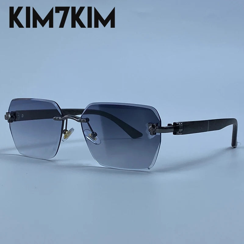 Square Rimless Photochromic Sunglasses Men Vintage Sun Glasses 2026 Luxury Designer Shades Male Cut Lenses Frameless Eyewear