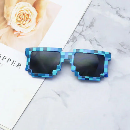 Kids Sunglasses Funny Sun Glasses Cosplay Action Game Toy Square Glasses Pixel Mosaic Очки Thug Life Eyewear Children's Gift