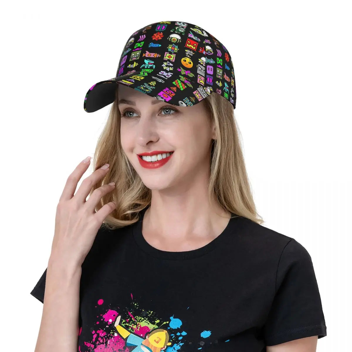 Geometry Dash Mesh Baseball Caps Snapback Fashion Baseball Hats Breathable Casual Casquette Outdoor For Men's And Women's