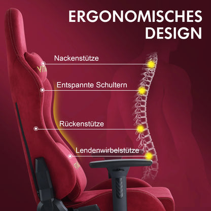 HAPIHAPPY Fashion Gaming Chair Genuine Leather Computer Office Chair with Footrest, Pocket Spring Cushion, Linkage Armrests, Ergonomic Game Chair