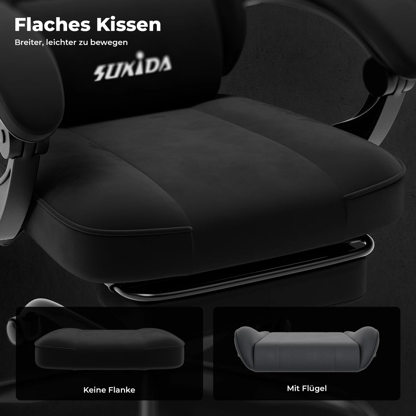 SUKIDA Gaming Chair with Footrest, Ergonomic Racing Style PC Chair with Lumbar Support, Adjustable Office Gaming Chair for Comfort and Work