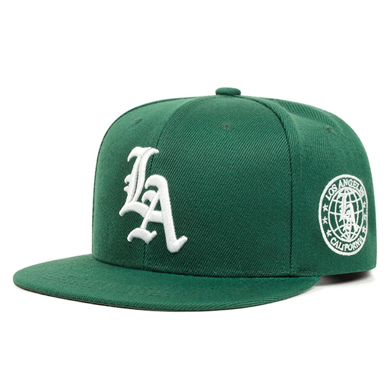 2026 New Fashion Hip Hop Hat LA Letter Side Earth Embroidered Flat Edge Hat Daily Casual Decoration Sunshade Baseball Hat Unisex
